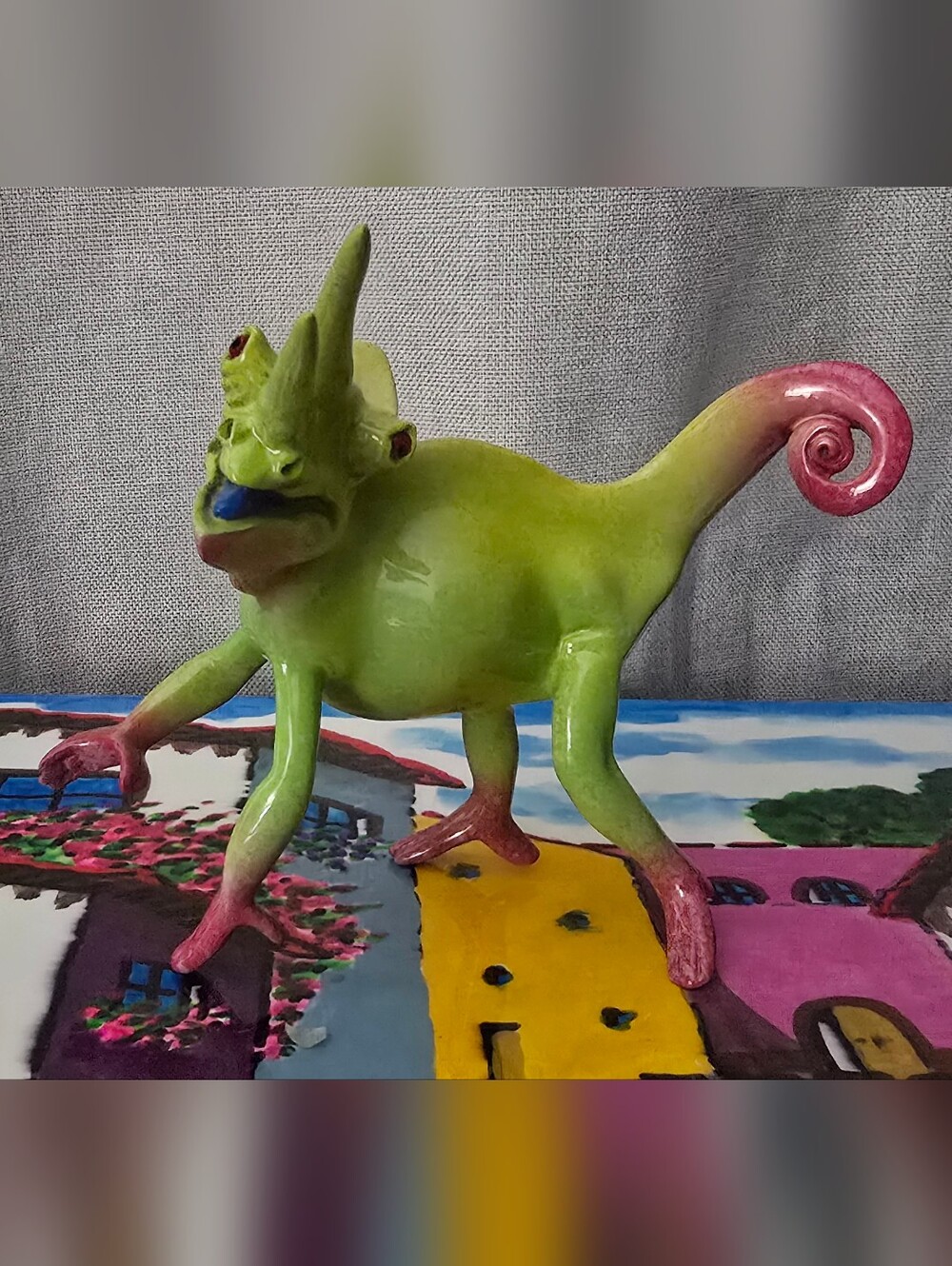 Kitty's Critters Vibrant Horned Chameleon Figurine